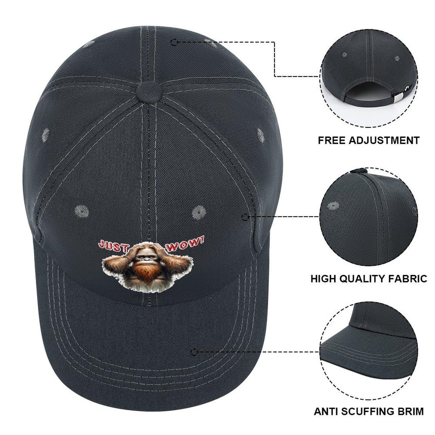 Bigfoot / Sasquatch “Just wow", Baseball Cap – 8 Colors