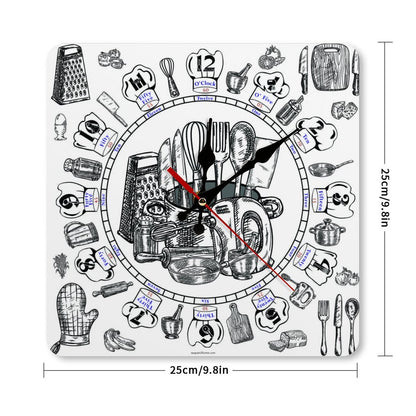 Cooking Square Wall Clock