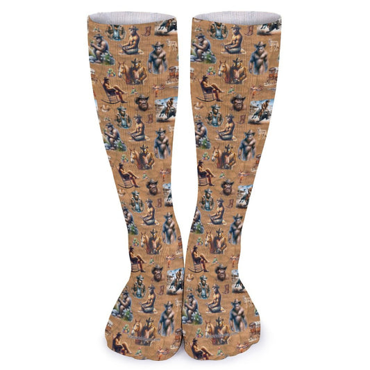 20 Bigfoot / Sasquatch Designs, 15.5 Inch Tube Socks