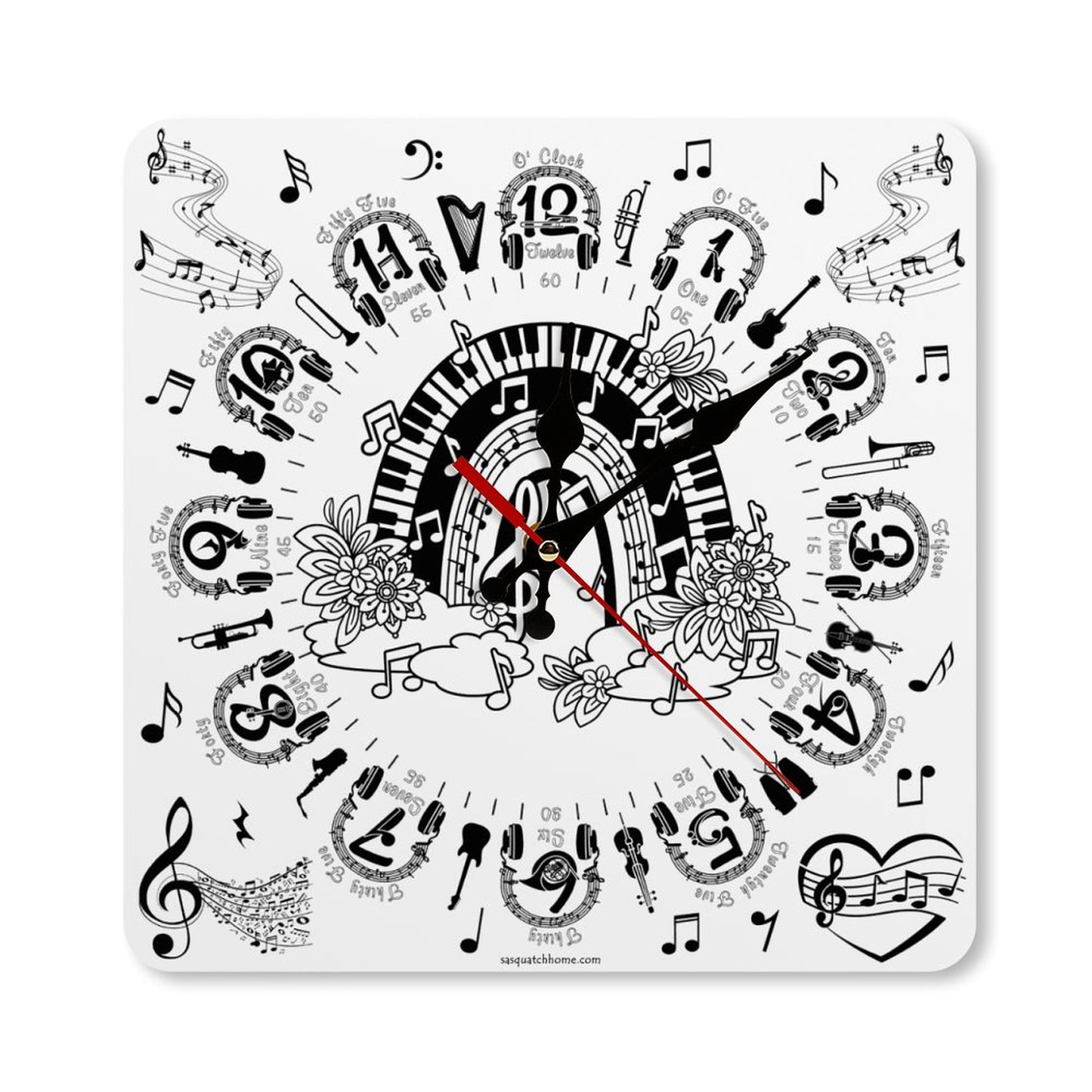Music Themed, Square Wall Clock