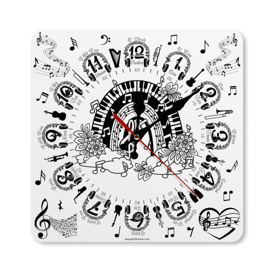 Music Themed, Square Wall Clock