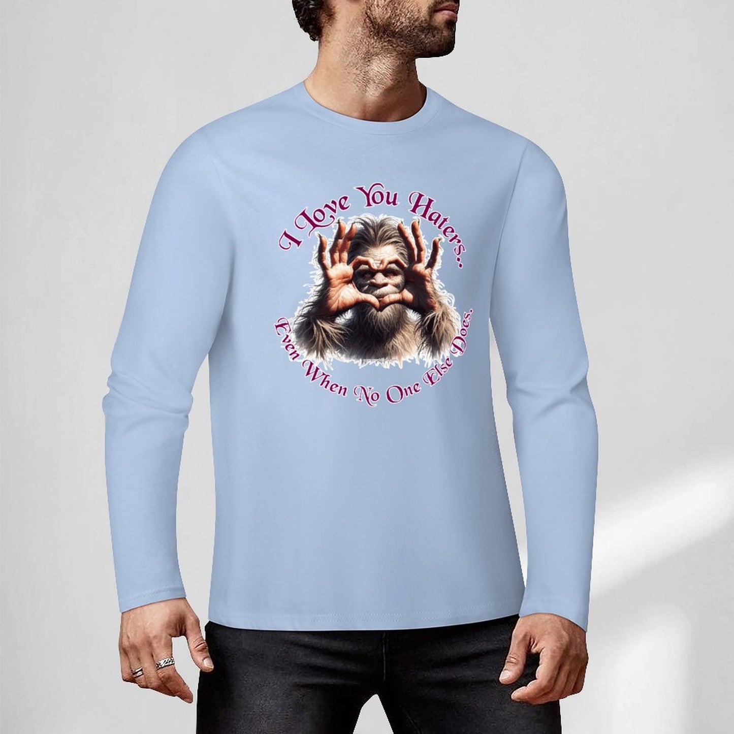 Bigfoot - Sasquatch "I love you.", Cotton Unisex Long Sleeve T-shirt