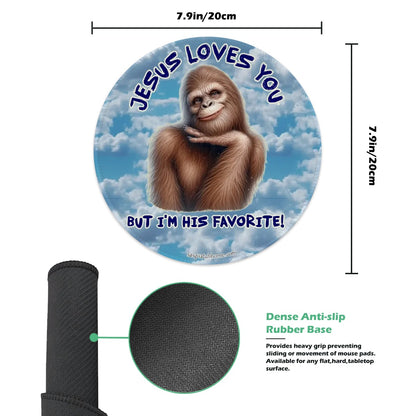 Bigfoot / Sasquatch, 8” Round Mouse pad – Anti slip rubber