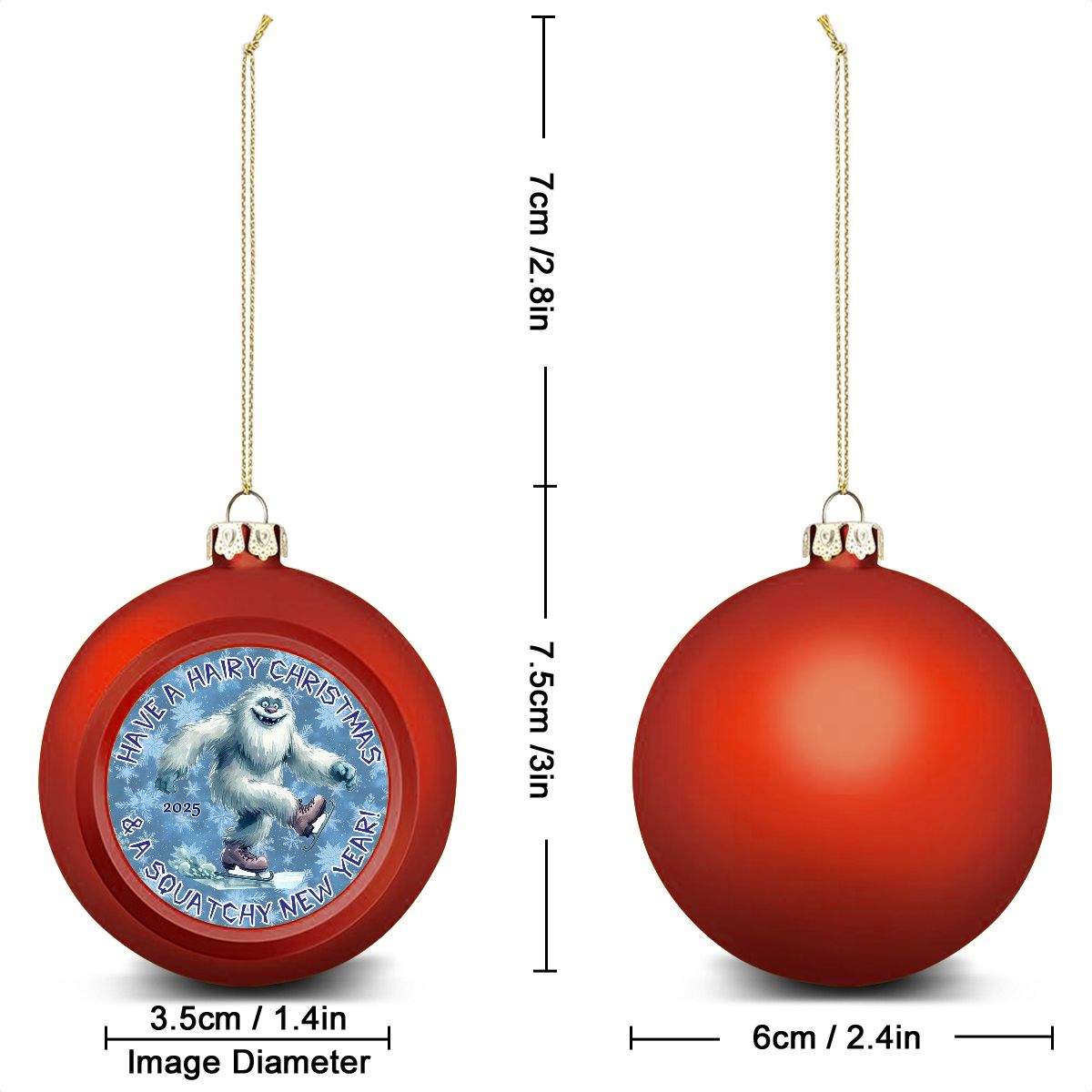 Yeti, "Have a Hairy Christmas..", Christmas Ball Ornaments
