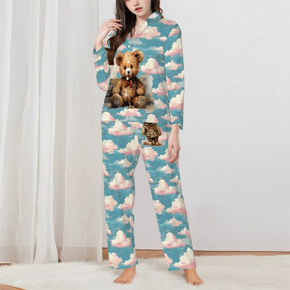 Teddy Bears on Clouds, Women’s Long Sleeved Pajama Set