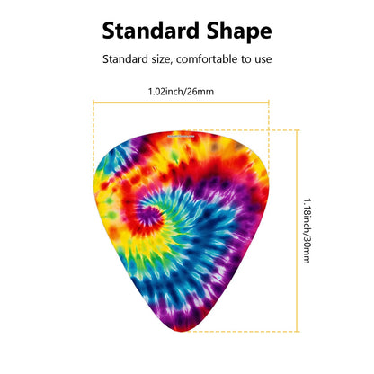 Tie-Dye Guitar Picks 12Pcs tie dye 19 Designs