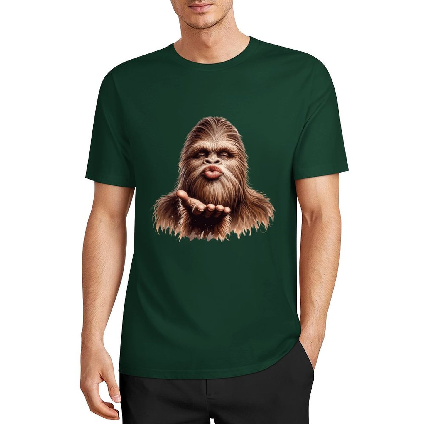 Bigfoot - Sasquatch Blow Kiss Short Sleeve Cotton T-Shirt