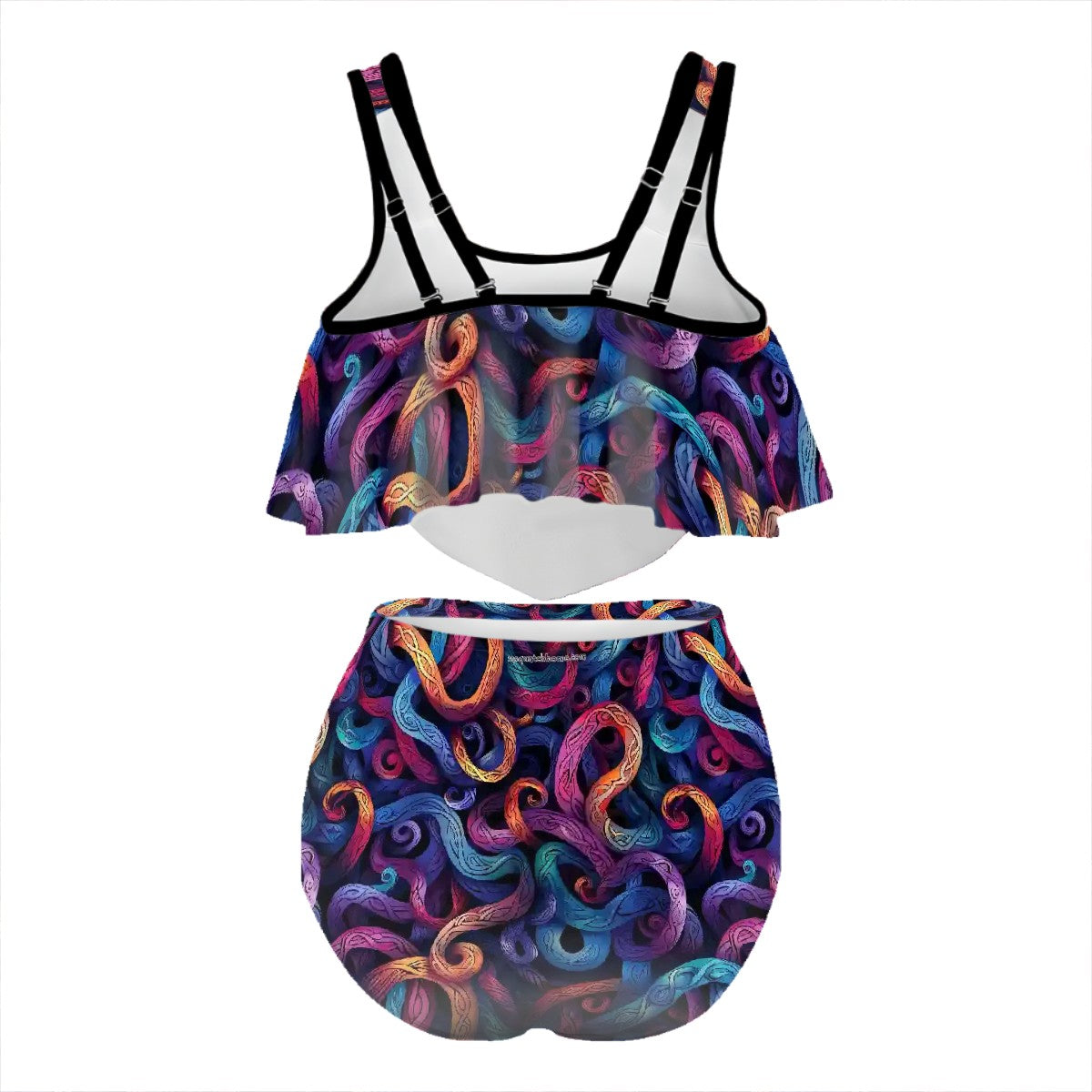 Bigfoot / Sasquatch Face, Plus Size Women Bikini Flowy, Ruffle Top Swimsuit