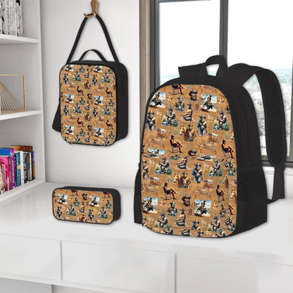 20 Bigfoot / Sasquatch Designs, 3 Piece Bag Set – Oxford Backpack, Lunch Bag, Pencil Pouch