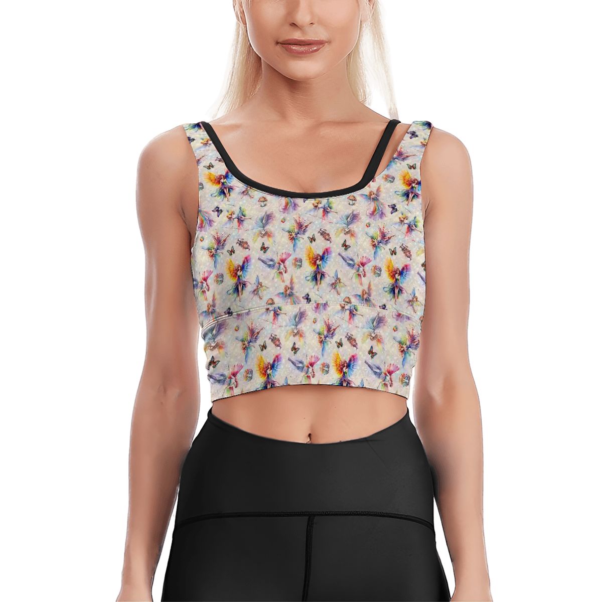 6 Fairy Designs, Women’s Strappy Sports Bra, Yoga Top