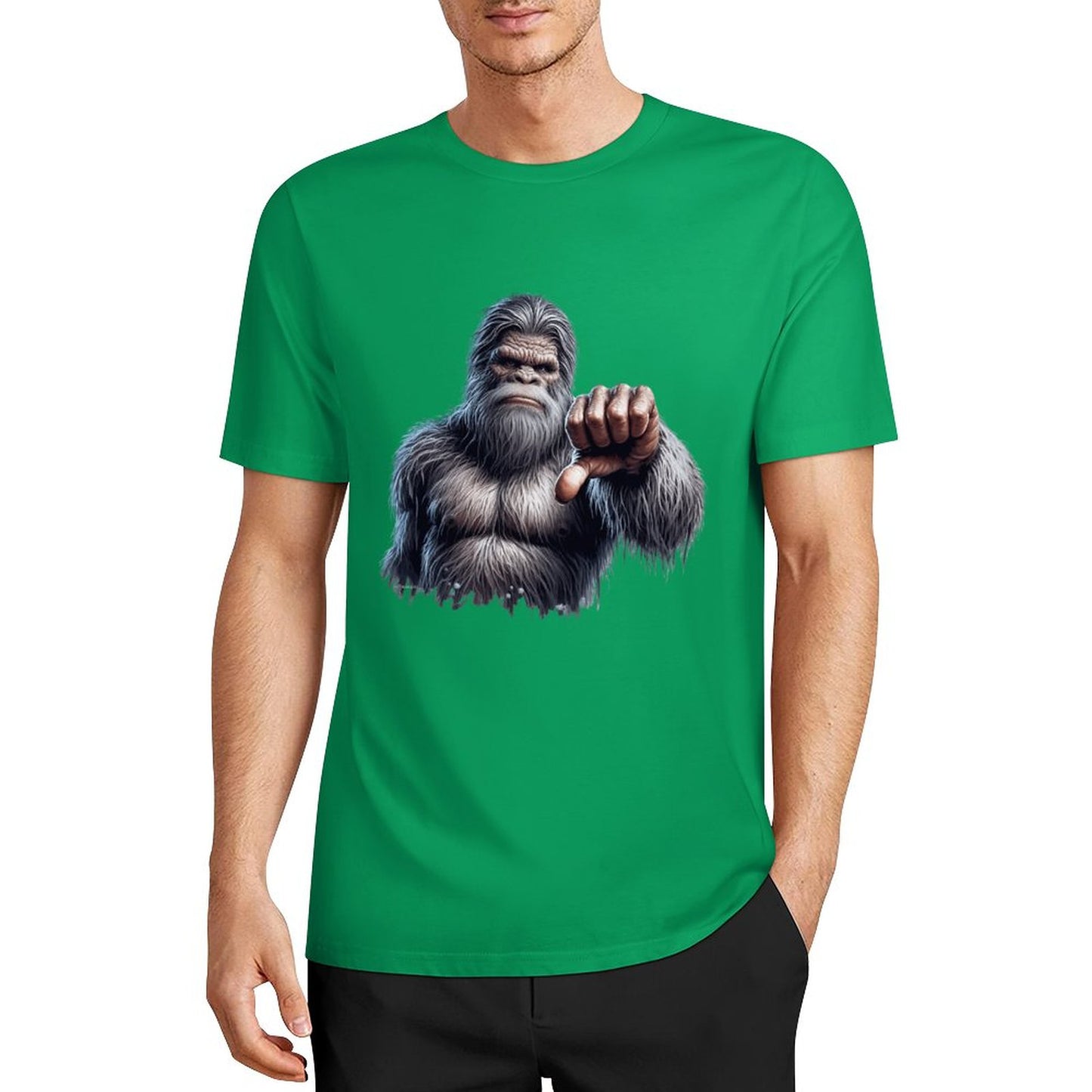 Bigfoot - Sasquatch Thumbs Down Short Sleeve Cotton T-Shirt