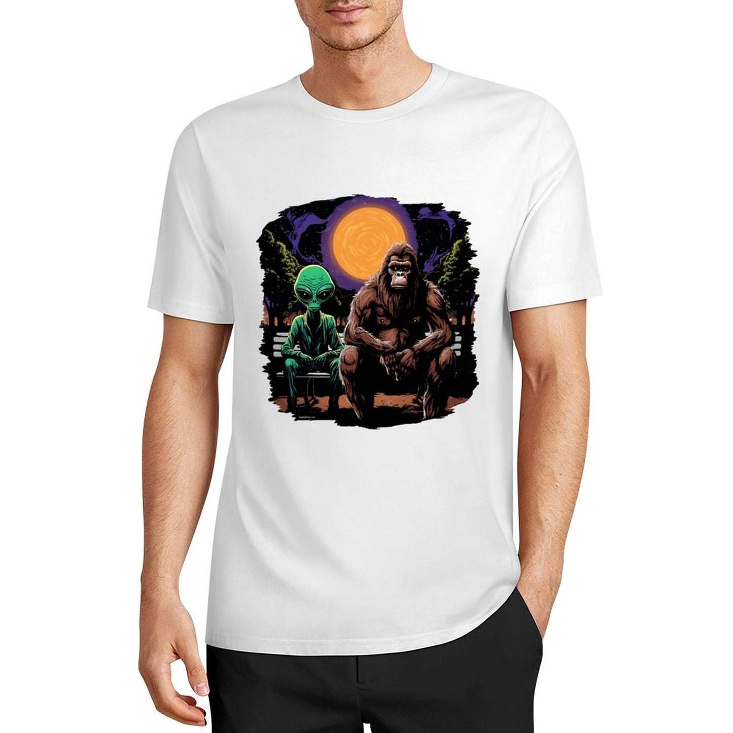 Bigfoot - Sasquatch & Alien Short Sleeve Cotton T-Shirt