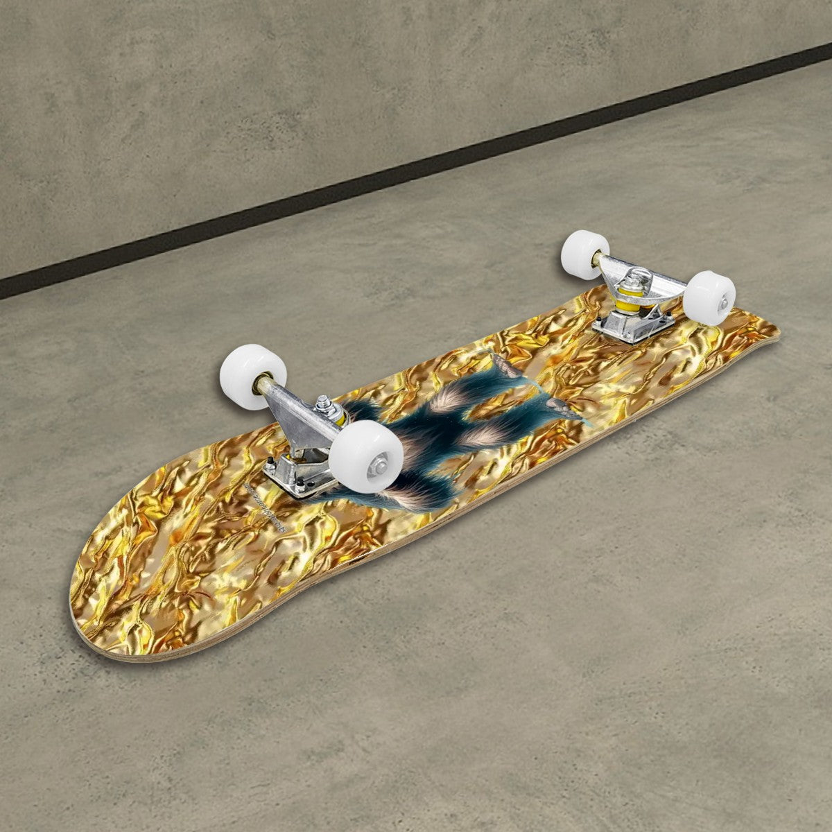 Bigfoot / Sasquatch Heart on Gold, High Density 7 Layer Skateboard, Made In USA