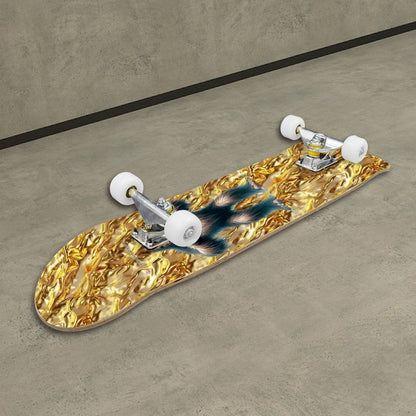 Bigfoot / Sasquatch Heart on Gold, High Density 7 Layer Skateboard, Made In USA