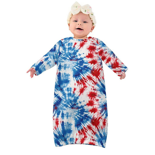 16 Tie Dye Designs, Baby Long Sleeve Faux Cotton Sleeper Gown