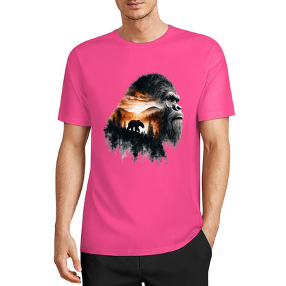 Bigfoot - Sasquatch Scenery Short Sleeve Cotton T-Shirt