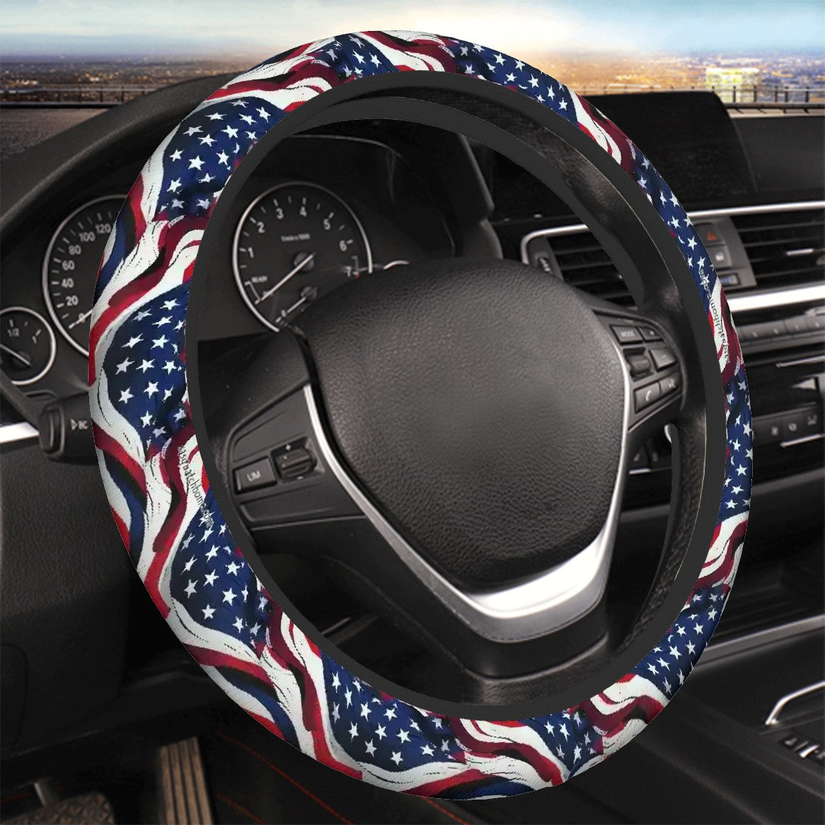 American Flag, Rugged Auto Steering Wheel Cover - 15"