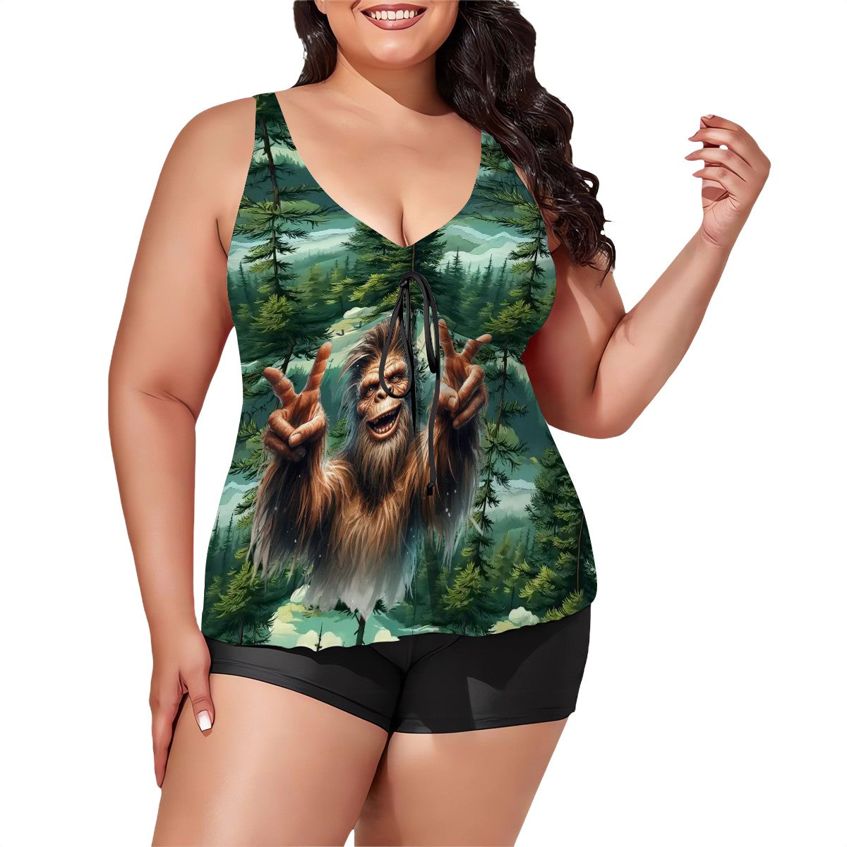 Bigfoot, Sasquatch, Plus Sized Women’s Two Piece Tankini Swimsuit