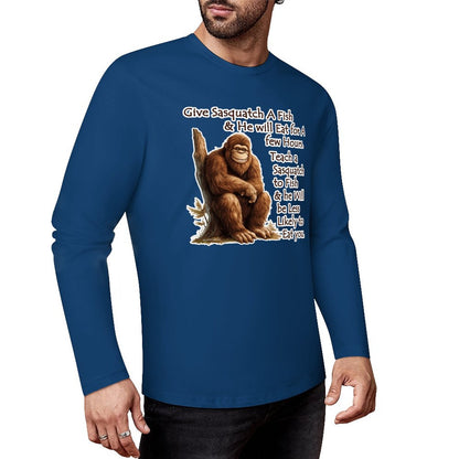 Bigfoot - Sasquatch "Give Sasquatch A Fish..",  Cotton Unisex Long Sleeve T-shirt