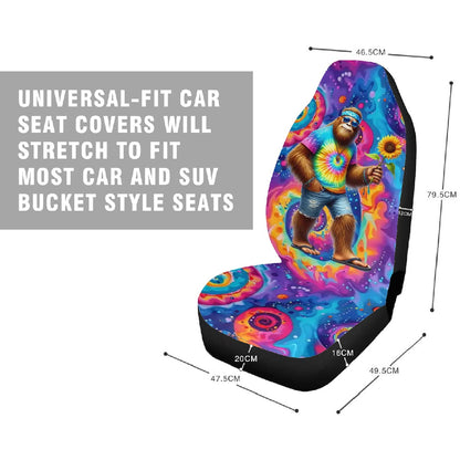 Hippie Sasquatch / Bigfoot, Car Seat Covers, Full 7 Piece Set