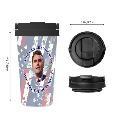 Charlie Kirk Memorial, 17 oz Insulated Coffee Mug with Lid & Carrying Handle