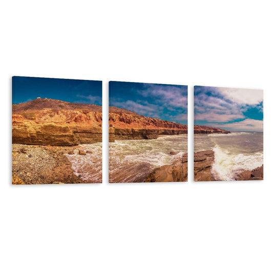Rocky Water Landscape, Canvas Wall Art -16”x 20” (x3) - Made In USA