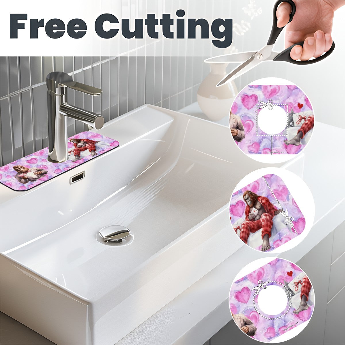 Bigfoot / Sasquatch Valentine, Love, Faucet Mat