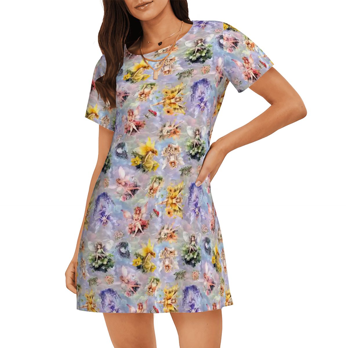 6 Fairy Designs, Women’s Loose Fit Short Sleeve Night Gown