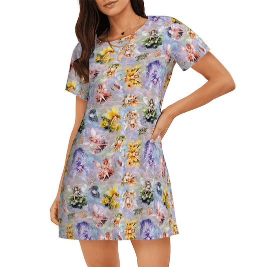 6 Fairy Designs, Women’s Loose Fit Short Sleeve Night Gown