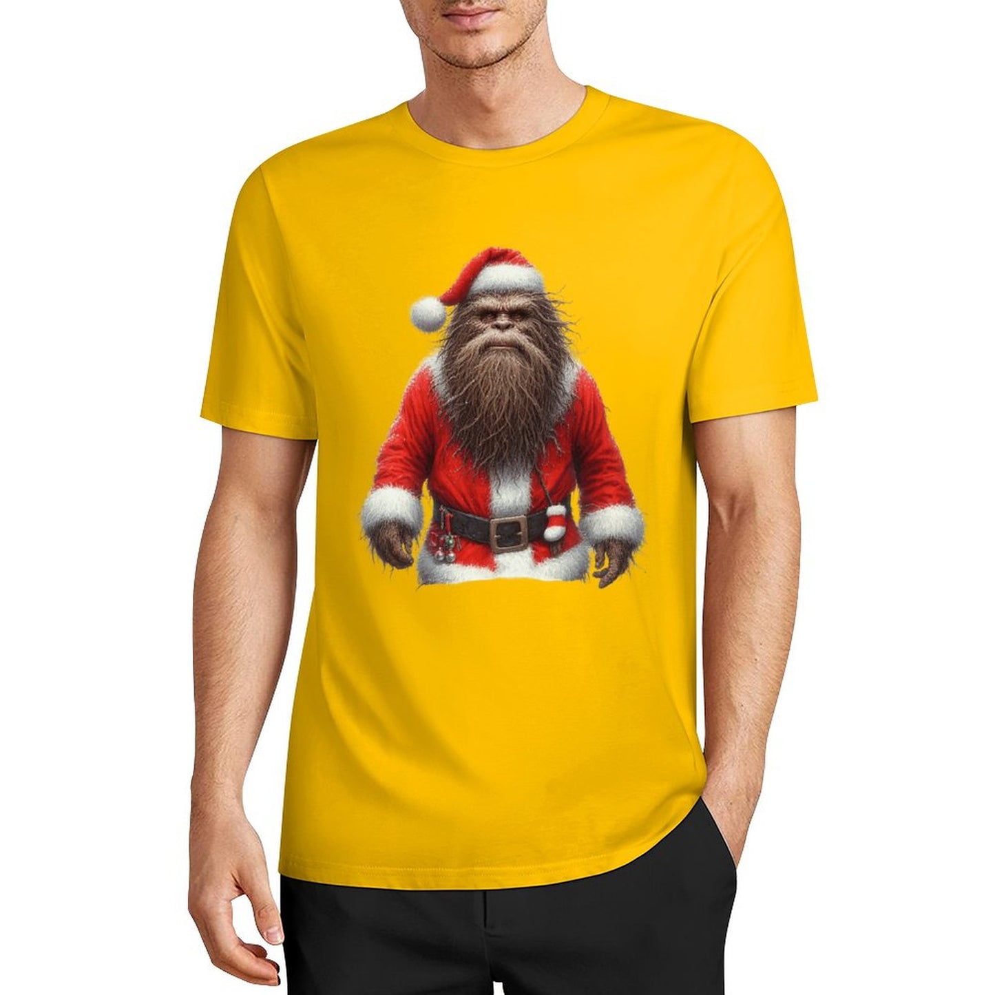 Bigfoot - Sasquatch Santa Short Sleeve Cotton T-Shirt