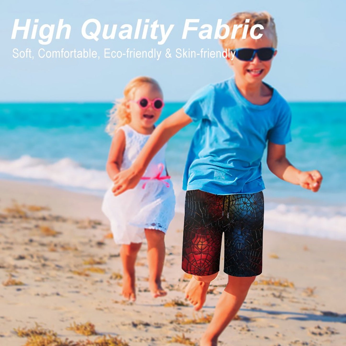 Colorful Spider Webs. Children’s Beach Pants, Swim Shorts