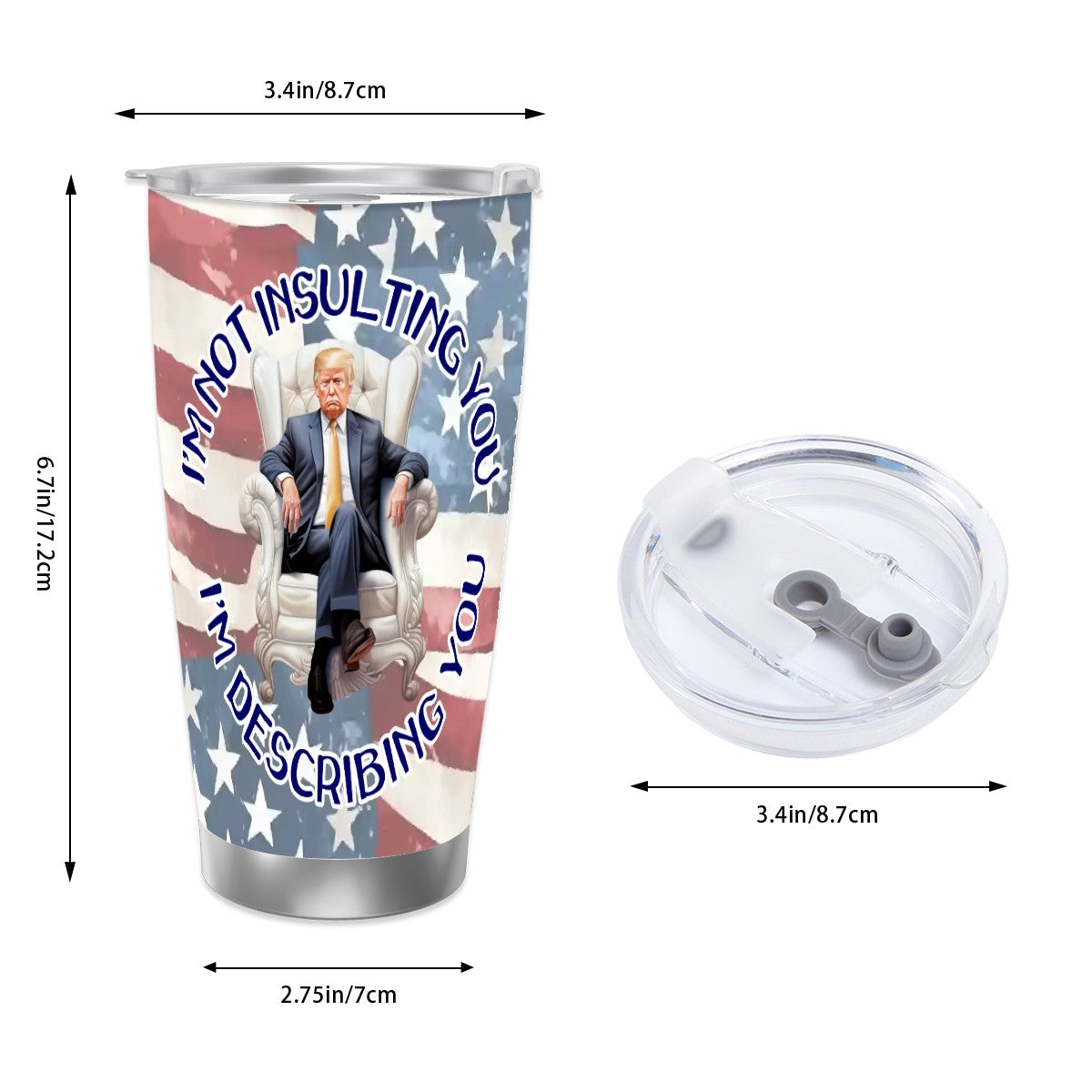 Donald Trump, 20 oz Travel Coffee Mug w/ Straw & Brush Options