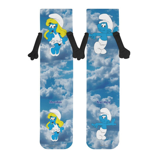 Smurf Magnetic Holding Hands Funny Socks – PERSONALIZE FREE