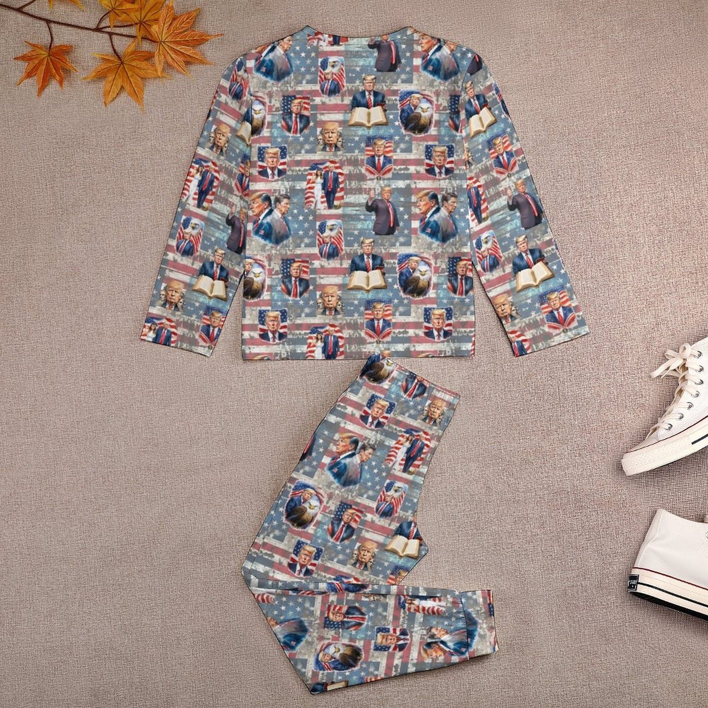 10 Trump Designs, Youth Flannel Footless Zip up Pajama Jumpsuit