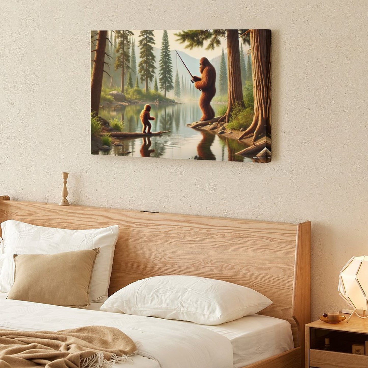 Bigfoot Sasquatch Family Image - Vintage Framed Canvas Art - 2 Sizes – Made in the USA