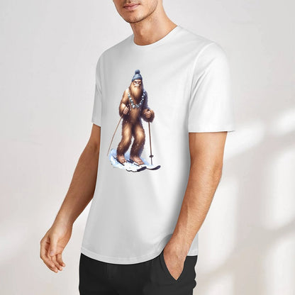 Bigfoot - Sasquatch Snow Skiing Short Sleeve Cotton T-Shirt