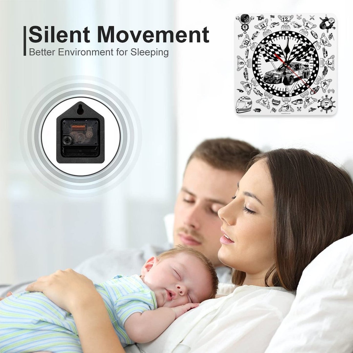 Racecar Themed Square Wall Clock