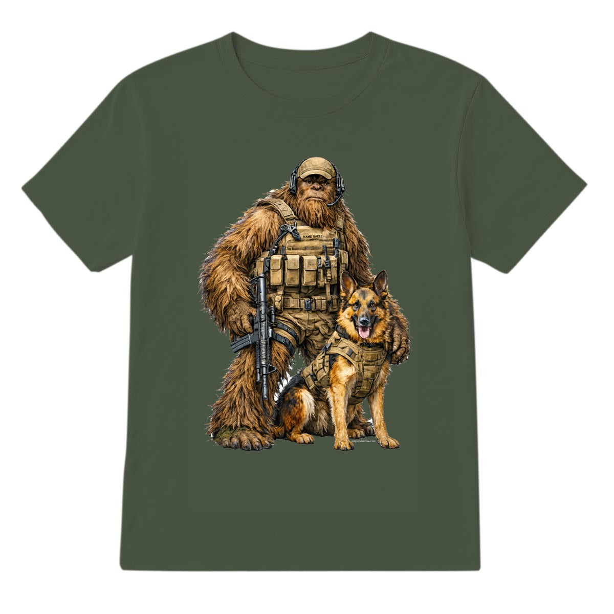 Bigfoot Sasquatch Soldier & Dog, Gildan 5000 T-Shirt
