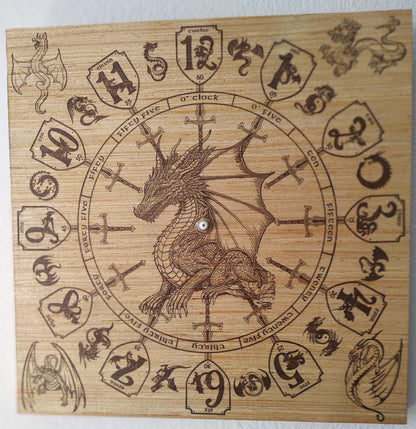 Hand Made Wood "Full Dragon" , Laser Etched Mechanic Clocks 2 Sizes