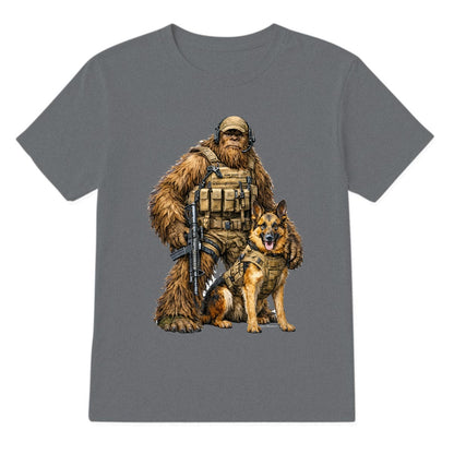 Bigfoot Sasquatch Soldier & Dog, Gildan 5000 T-Shirt