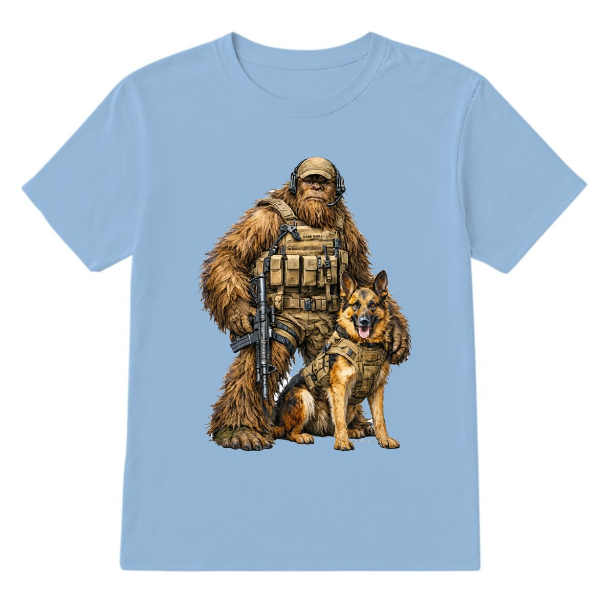 Bigfoot Sasquatch Soldier & Dog, Gildan 5000 T-Shirt