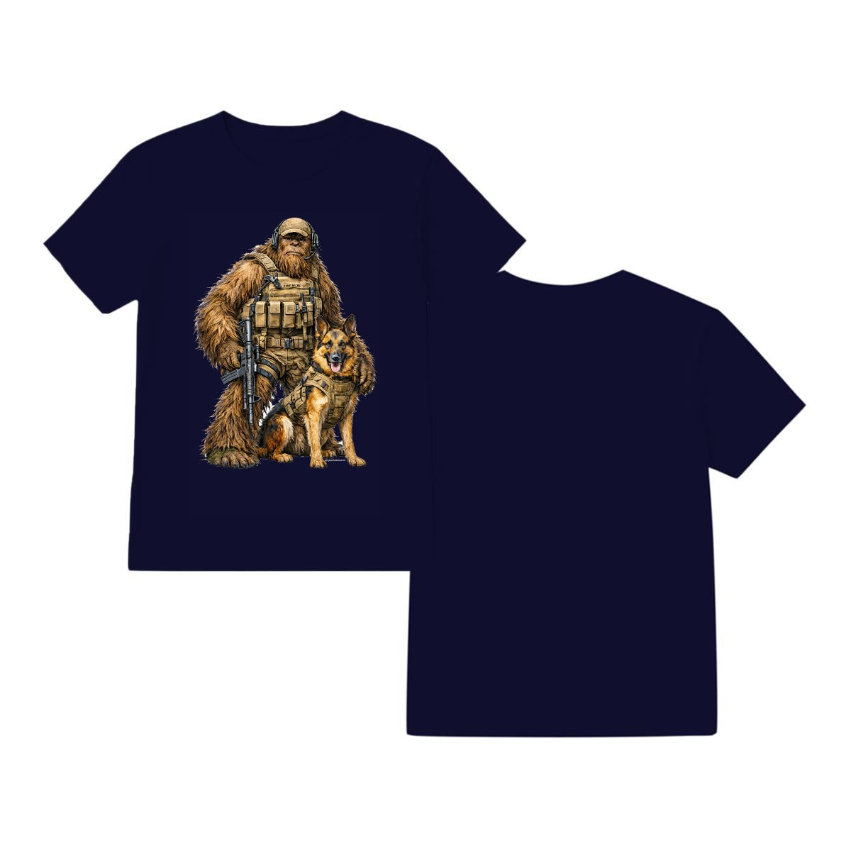 Bigfoot Sasquatch Soldier & Dog, Gildan 5000 T-Shirt