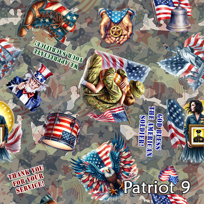 9 Patriotic Designs, 3 Pack Gift Wrapping Paper Sheets