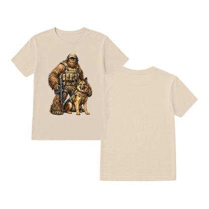 Bigfoot Sasquatch Soldier & Dog, Gildan 5000 T-Shirt