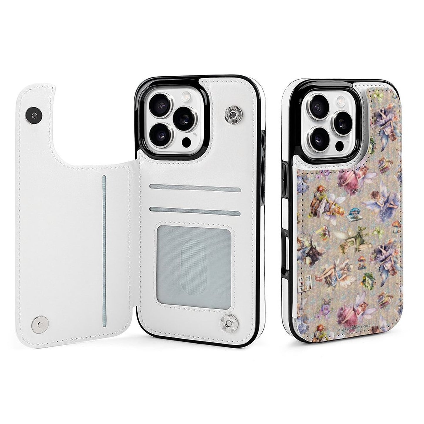 6 Fairy Designs, iPhone 16 Faux Leather Wallet Case