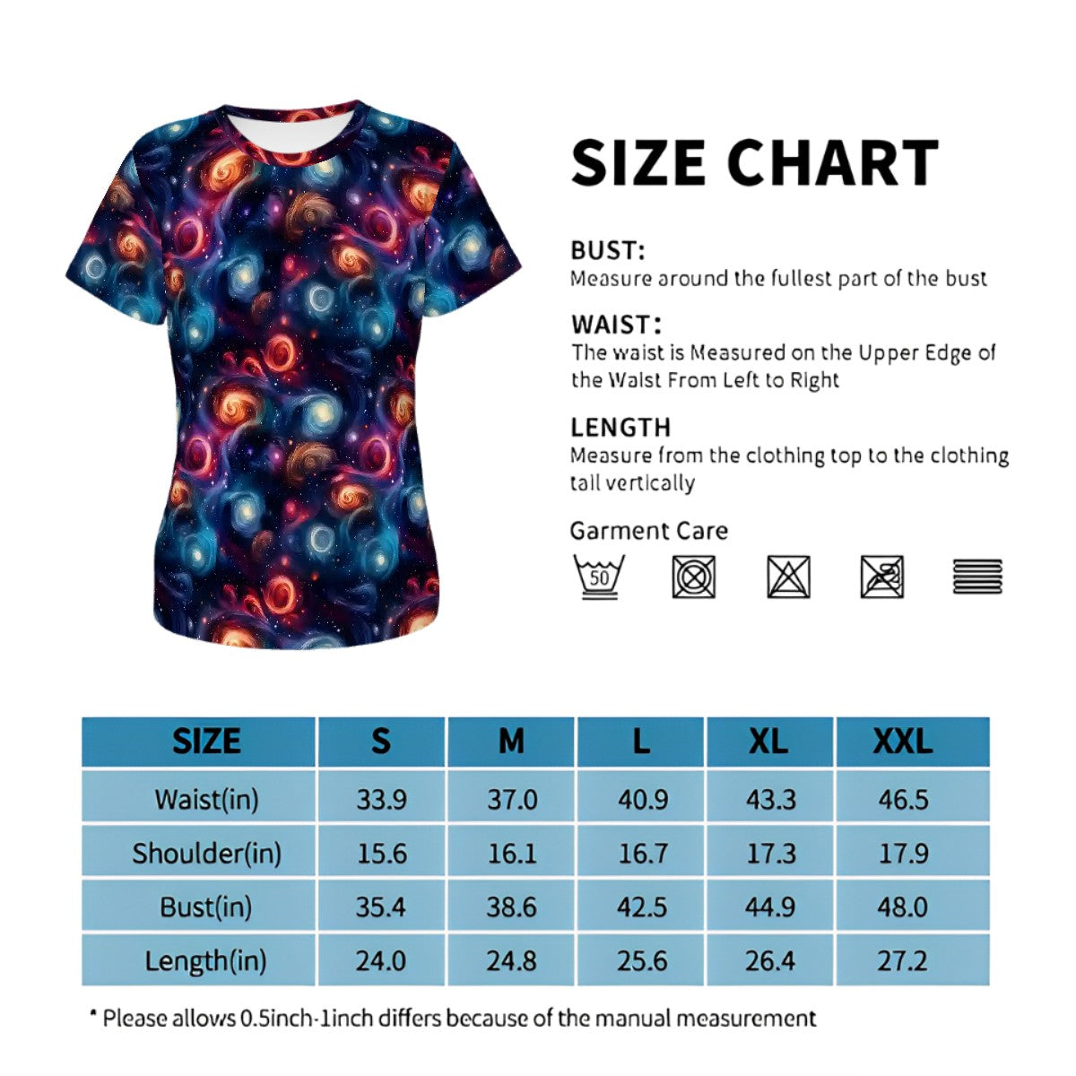 12 Galaxy, Outer Space Designs, Women’s Polyester Short Sleeve T-Shirt