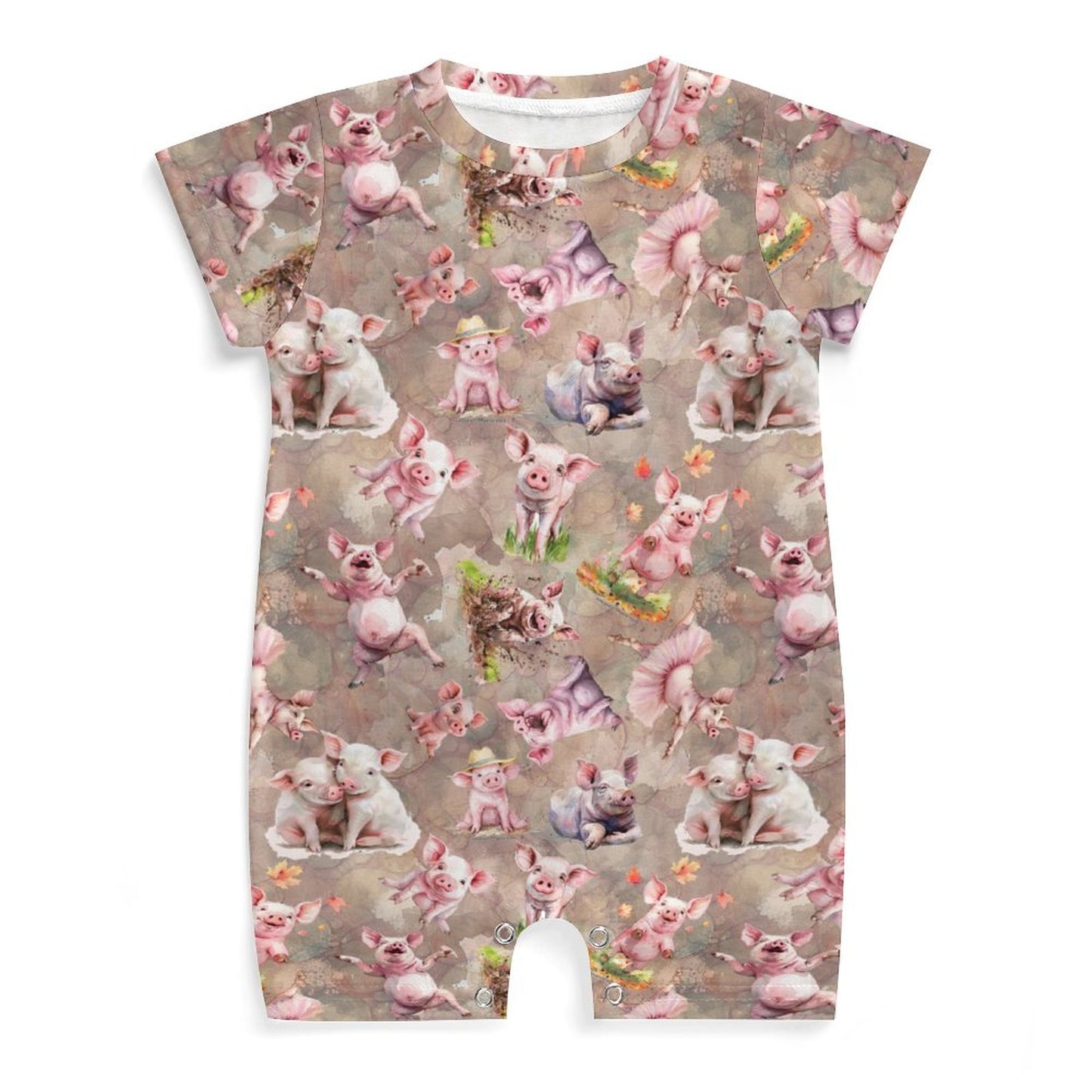 10 Animal Designs, Faux Cotton Short Sleeve Baby Bodysuit Romper