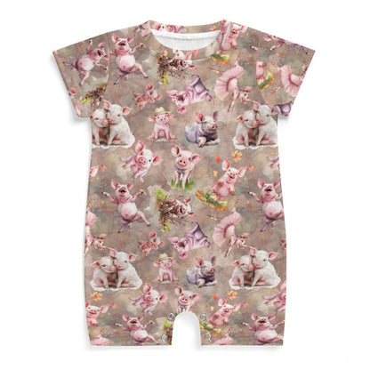 10 Animal Designs, Faux Cotton Short Sleeve Baby Bodysuit Romper