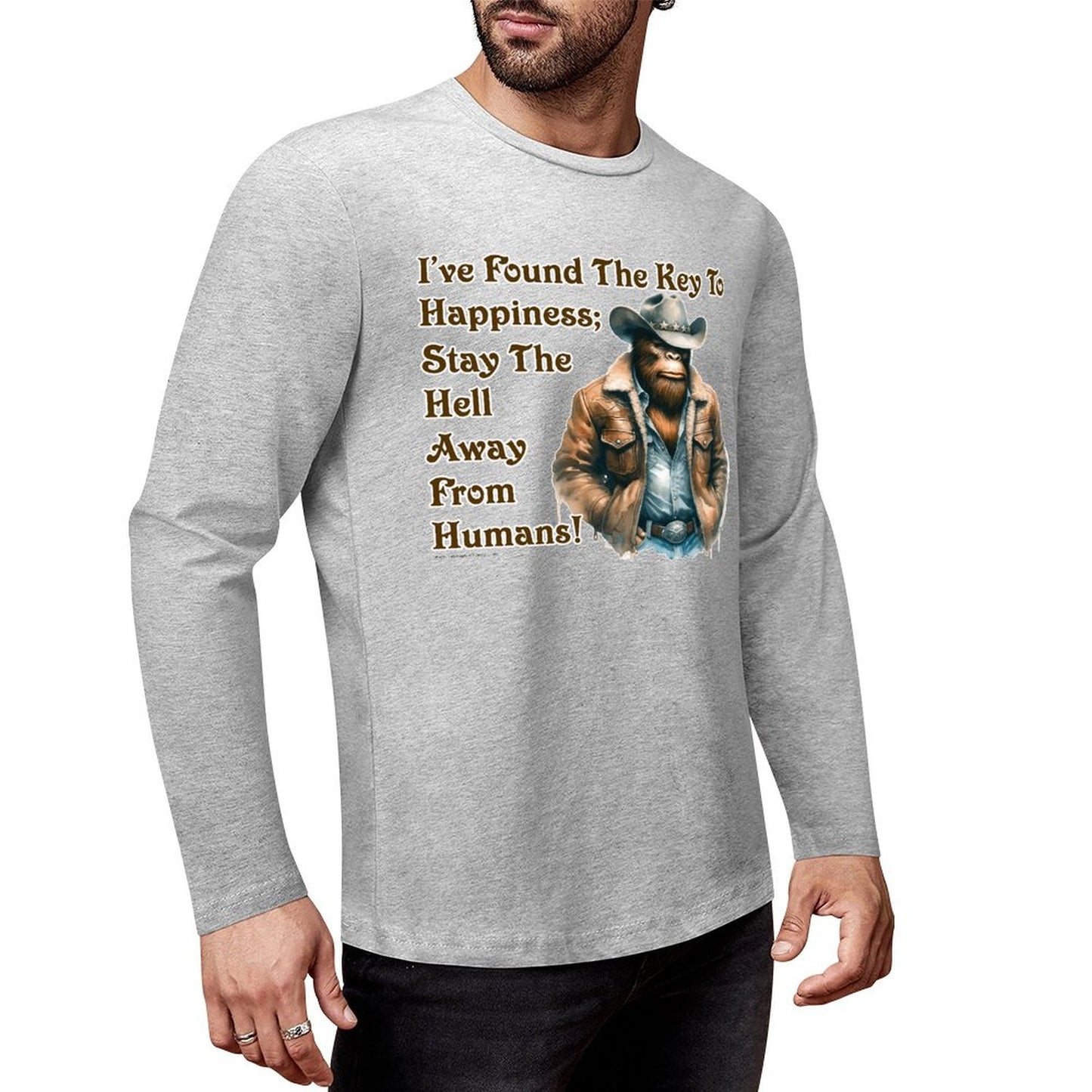 Cowboy Bigfoot / Sasquatch, "I found the key...", Cotton Unisex Long Sleeve T-shirt