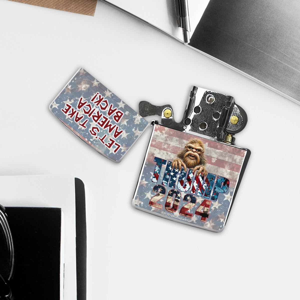 Take Back America Sasquatch Bigfoot 2024 Metal Lighter Case